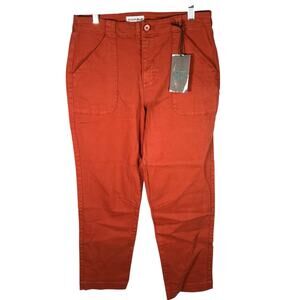 Studio Blue Rust Orange Cropped Pants‎ Womens 28 Cotton Stretch Utility Trousers